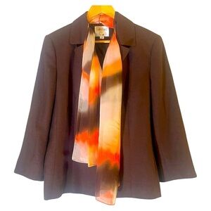 Le Suit Burgundy/Brown Blazer with Scarf Size 16